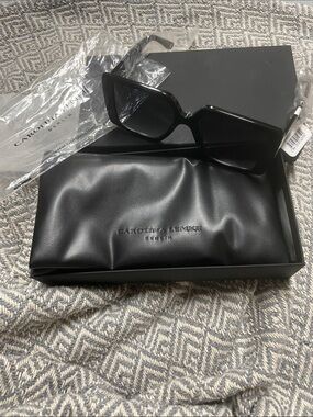 Carolina Lemke Black Oversized Rectangle Sunglasses